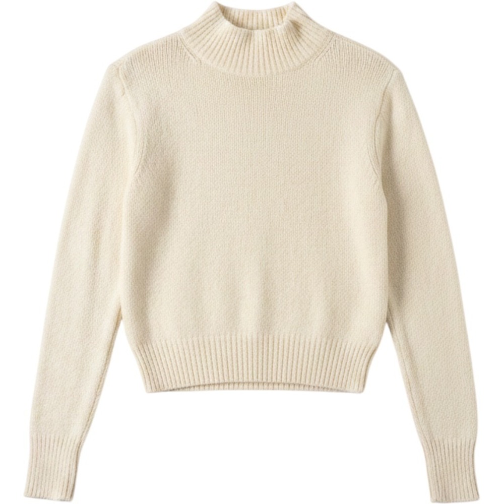 Wilfred Aritzia Womens Cream Mock Neck Knit Sweater Small Off White Long Sleeve